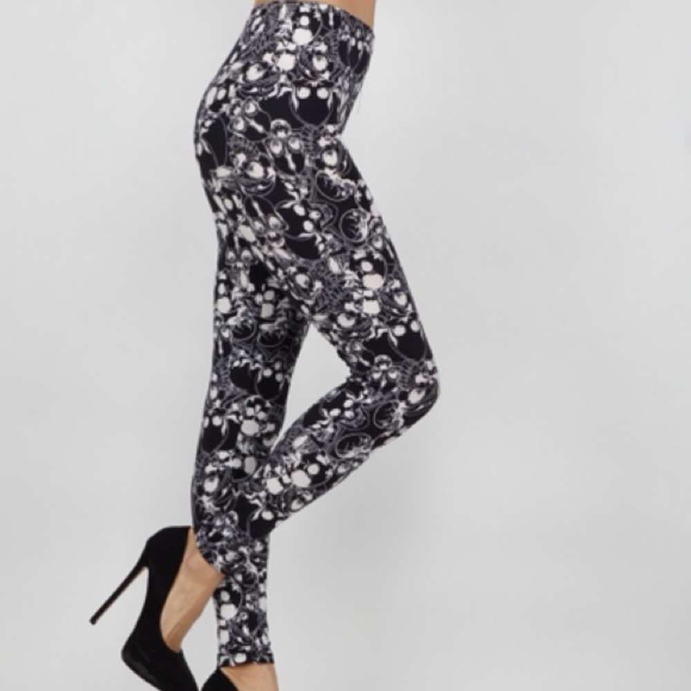 Black and white casual skull legging slee515 - Picture 2 of 3